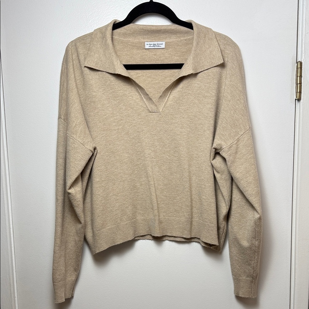 No Rest For Bridget Polo Sweater in Oatmeal - Size S/M